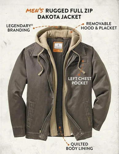 Miniatura 6 de Legendary Whitetails, Dakota - Chaqueta con cremallera completa para hombre
