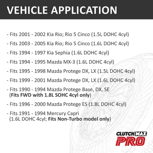 Miniatura 2 de PRO Performance Stage 1 Kit de embrague compatible con Kia Rio 2001-2005, Rio 5 Cinco 1994-1997 Sephia 1994-1995 MX-3 1990-2001 Protege 1991-1994