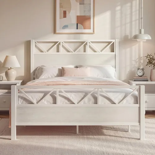 Miniatura 19 de LIKIMIO - Base de cama Queen, cabecero industrial alto de 51.2", con soporte metálico resistente, estructura de cama sólida y estable, libre