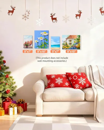 Miniatura 6 de MaxGear Lienzo para pintura, paquete de 12 tableros de lienzo de pintura de 8 x 10, suministros de arte para decoración de Navidad, lienzos