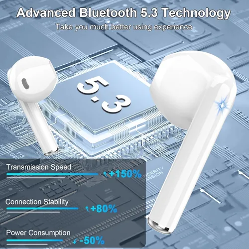 Miniatura 3 de Auriculares inalámbricos, auriculares Bluetooth 5.3 2024 con auriculares estéreo de alta fidelidad con micrófonos ENC con cancelación de ruido