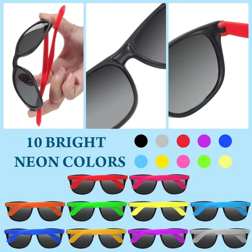 Miniatura 2 de Paquete de 60 lentes de sol de neón – 10 colores, estilo 80 novedosos lentes de sol para premios de aula, relleno de bolsas de golosinas, fiesta
