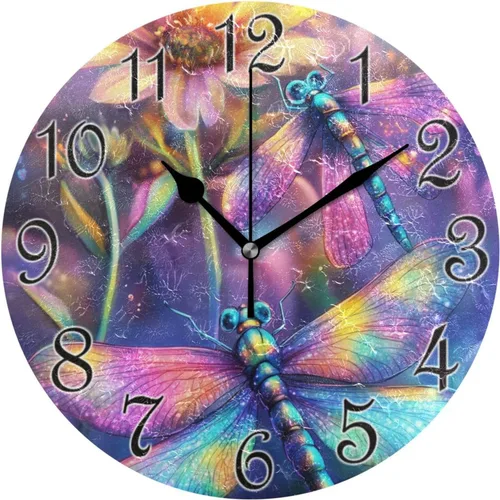 Miniatura 20 de susiyo Reloj de pared de alpaca con diseño de llama, con diseño de animales, silencioso, redondo, sin tictac, funciona con pilas, creativo