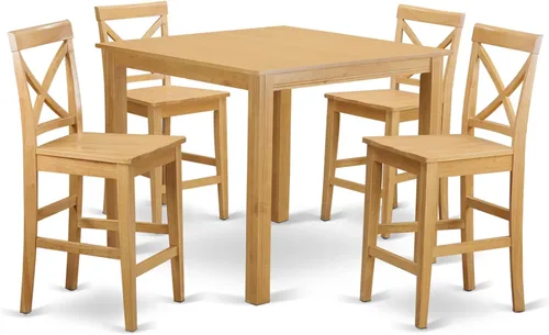 Miniatura 9 de East West Furniture CFPB3-OAK-C - Juego de pub de 3 piezas de altura de mostrador para espacios pequeños que contiene una mesa cuadrada de comedor