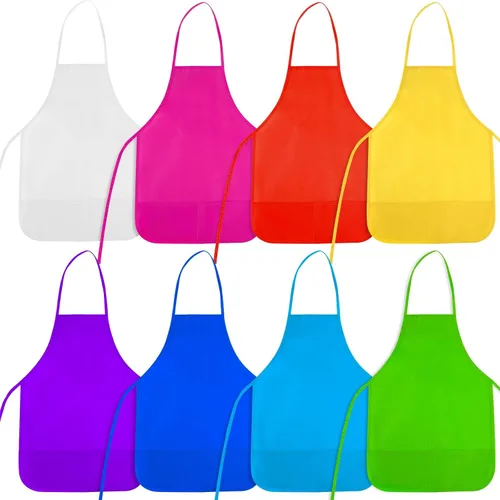 Miniatura 9 de Delantales de Pintura para Niños 12 Piezas 12 Colores Delantal de Arte Infantil con 2 Bolsillos Espaciosos Delantales para Niños para Actividades