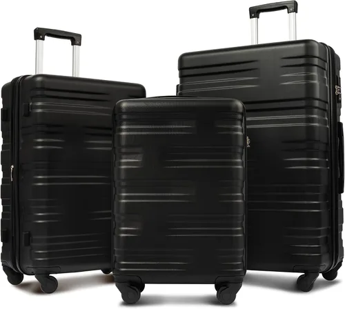 Merax Maleta giratoria rígida con cerradura TSA expandible y ligera maleta de 20 pulgadas, 24 pulgadas, 28 pulgadas disponible.., Negro -