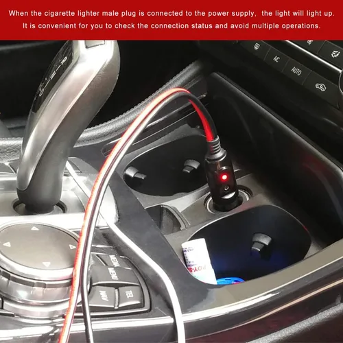 Miniatura 4 de Enchufe macho para encendedor de cigarrillos fusionado, adaptador de enchufe de encendedor de cigarrillos de 12 V 24 V con cables y luz LED, kit
