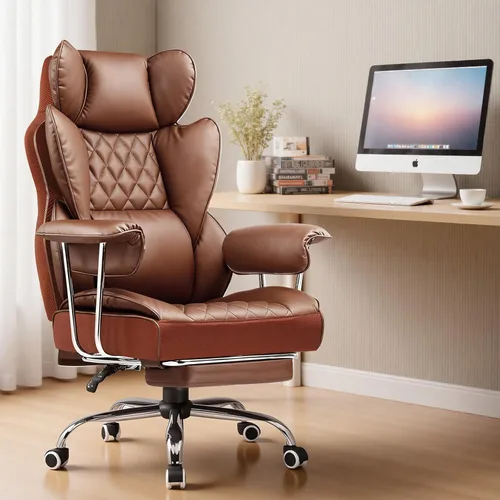 Miniatura 2 de COMHOMA Silla de oficina grande y alta, silla de juegos de cuero con reposapiés, sillas de oficina ergonómicas ejecutivas con soporte lumbar