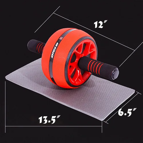 Miniatura 2 de Rodillo de rueda AB, rueda de ejercicios abdominales de fitness, rodillo de entrenamiento de fuerza, 12 pulgadas de ancho Rojo