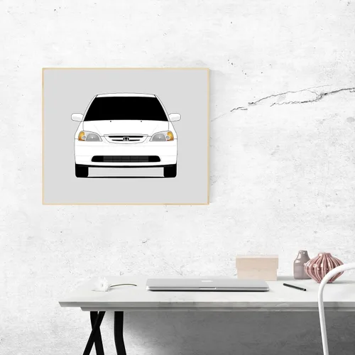 Miniatura 8 de Custom Car Posters Póster hecho a mano compatible con Honda Civic Coupé (2000-2005) de 7ª generación, decoración de pared EX HX LX (EM EP ES UE)