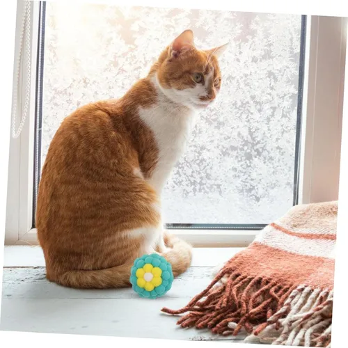 Miniatura 7 de Happyyami 10pcs Cat Balls with Built-in Bells Soft Colorful Fuzzy for Indoor Cats and Small Dogs Sturdy Interactive Chewing to Stimulate Hunting