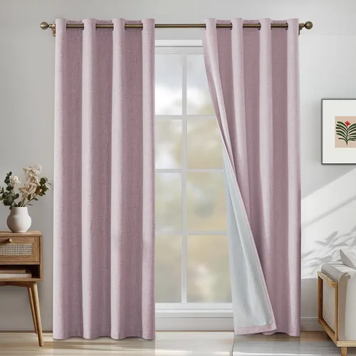 Miniatura 58 de Cortinas de lino 100% opacas para dormitorio, cortinas opacas de 45 pulgadas de largo, cortinas de oscurecimiento de habitación para sala de estar