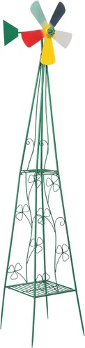 Miniatura 14 de VINGLI Molino de viento ornamental de 8 pies para decoración de jardín trasero, veleta meteorológica, molino de viento de metal resistente con Gris