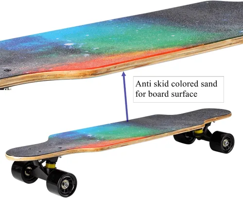 Miniatura 2 de 31" Longboard 7 capas Skateboard Pro Complete Cruiser para crucero, tallado, estilo libre y cuesta abajo con T-Tool