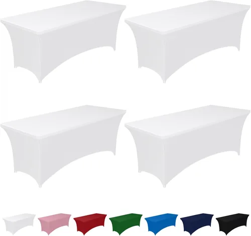 Miniatura 25 de Pureegg - Juego de 2 manteles de elastano ajustables de 1,2 m para mesas rectangulares, mantel elástico y sin arrugas para mesa de masajes, fiestas