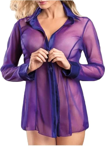 Lencería sexy para mujer para sexo travieso encaje camisola babydoll tops camisas de manga larga para mujer vestido pijama transparente
