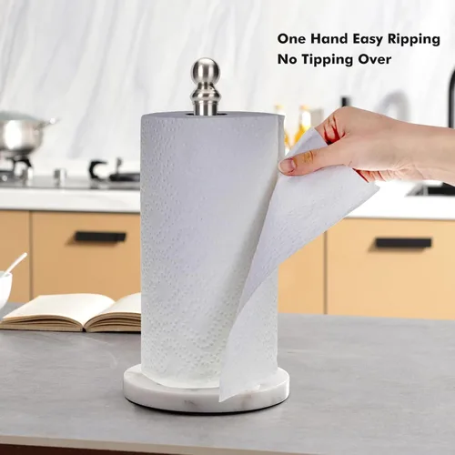 Miniatura 2 de Exilon Soporte para toallas de papel para encimera con base de mármol pesado, soporte de rollo de papel de pie para cocina y baño, con base pesada
