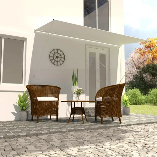 Toldo retráctil manual, toldo para patio al aire libre, toldo para terraza con manivela manual, 157.5 x 59.1 pulgadas, color crema -1282