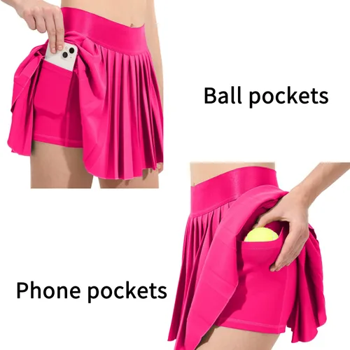 Miniatura 4 de Husnainna Falda de tenis plisada para mujer, pantalones cortos integrados de cintura alta, faldas atléticas con bolsillos, estilo casual