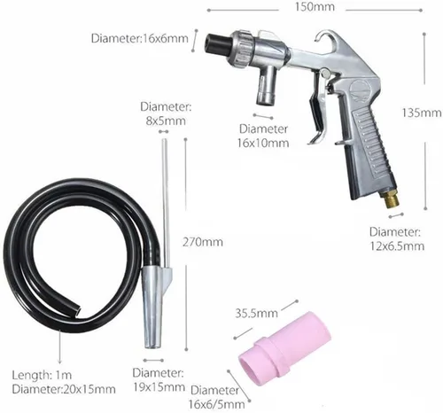Miniatura 3 de Kit de pistola de chorro de arena Jewboer para gabinete de chorro de arena con boquillas de manguera y punta