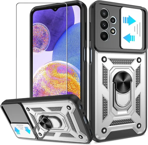 Miniatura 53 de ATUMP Funda para T-Mobile Revvl V Plus 5G con protector de pantalla HD con cubierta de cámara deslizante, soporte de anillo de rotación de 360° Negro