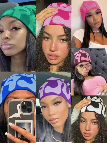 Miniatura 4 de HYPEHOME Y2k Beanie - Gorro de punto de invierno para mujer, gorro de calavera para hombre