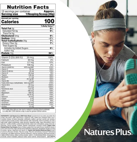 Miniatura 5 de NaturesPlus SPIRU-TEIN GOLD, Vainilla, 1.03 libras, proteína en polvo a base de plantas, vitaminas y minerales para la energía, vegetariana, sin