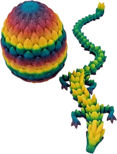 Miniatura 3 de Huevos de Dragón Impresos en 3D con Articulaciones de Gemas - Figuras de Dragón Vibrantes para Alivio de ADHD, Autismo y Ansiedad - Articulaciones