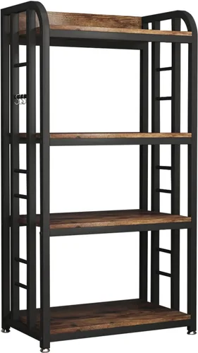 Miniatura 3 de Soporte para horno microondas con almacenamiento de 4 niveles, soporte independiente para horno microondas con barra de café, estantes ajustables