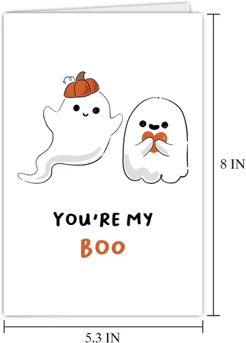 Miniatura 7 de Supoeguk Bonita tarjeta de aniversario de fantasma para marido y esposa, tarjeta de Halloween con texto en inglés «You Are My Boo para él y ella»