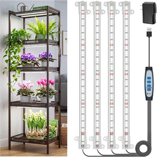 Miniatura 14 de Wiaxulay - Tiras de luz LED para cultivo de plantas de interior, luz de crecimiento de espectro completo de 6000K, lámpara solar con temporizador