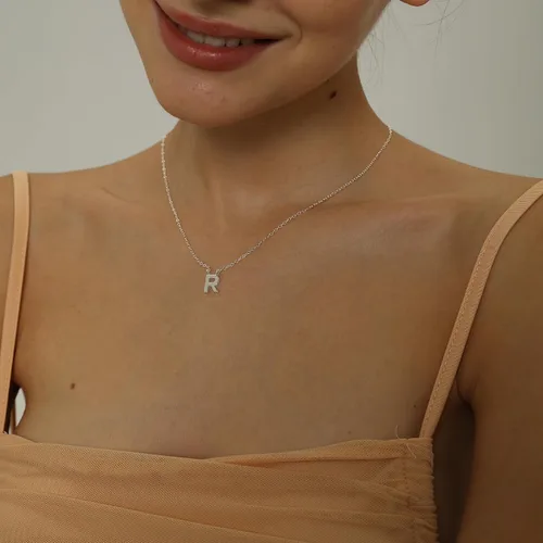 Miniatura 4 de Silver Initial Necklace for Women, Dainty Silver Necklace Personalized Silver Initial Letter Necklace Cute Silver Choker Necklaces for Women Trendy