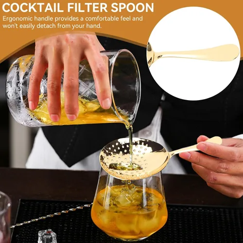 Miniatura 4 de Julep - Colador de cóctel, colador de cóctel dorado, colador pequeño con asa, colador de cóctel de acero inoxidable, herramienta de barra para uso
