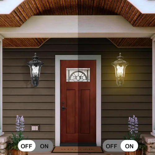 Miniatura 6 de Lámparas de pared para exteriores, faroles de pared exterior impermeables con vidrio ondulado Waer, apliques exteriores, luces de porche delantero