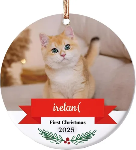 Miniatura 14 de Adornos de Navidad personalizados con foto, adorno de imagen de vidrio personalizado con nombres, decoración de cristal de árbol de Navidad, regalo