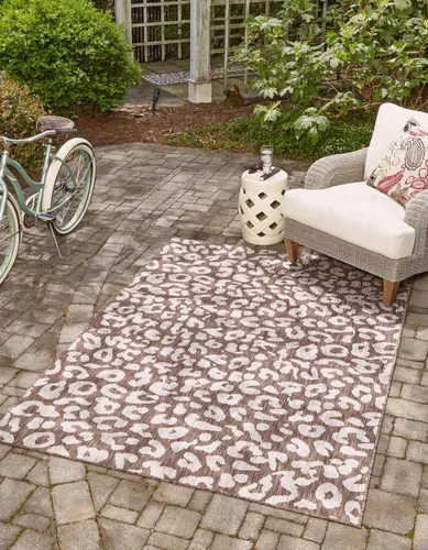 Miniatura 16 de Unique Loom Outdoor Safari Collection Alfombra de área - Leopardo (4 pies 1 pulgada x 6 pies 1 pulgada rectangular, gris claro/gris)