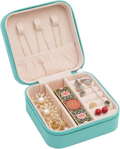 Miniatura 5 de TRODANCE Mini estuche de viaje para joyas pequeño organizador de joyas de viaje caja de joyería portátil mini organizador de almacenamiento portátil
