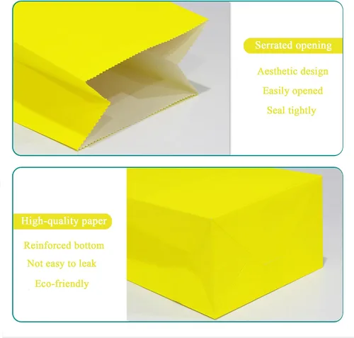 Miniatura 3 de 80 bolsas de regalo de fiesta, pequeñas bolsas de almuerzo de papel amarillo para bodas y fiestas de cumpleaños de niños, 5.1 x 3.1 x 9.4 pulgadas