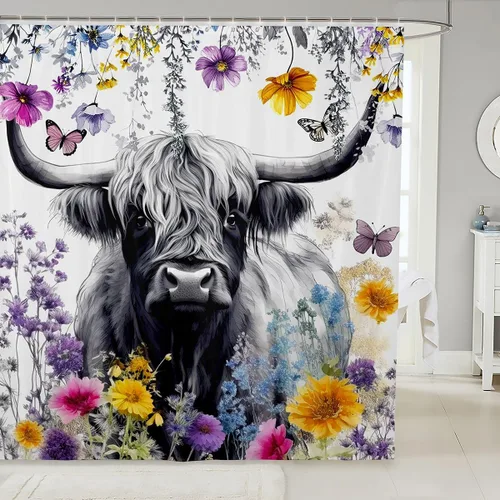 Miniatura 28 de Erosebridal Cortina de ducha de guitarra eléctrica 3D de 72 pulgadas de ancho x 78 pulgadas de largo, cortina de baño con llama, cortina de baño