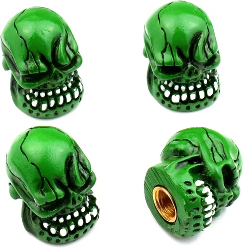 Miniatura 11 de Tapones de válvula de neumáticos para automóviles, a prueba de polvo, linda cabeza de calavera, ajuste universal para la mayoría de automóviles