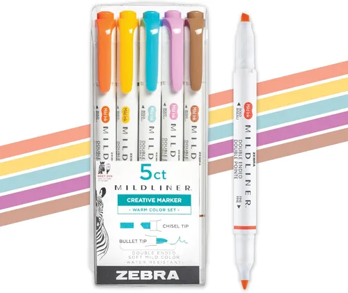 Miniatura 31 de Zebra Pen Mildliner - Resaltador de doble punta, puntas gruesas y finas, Azul