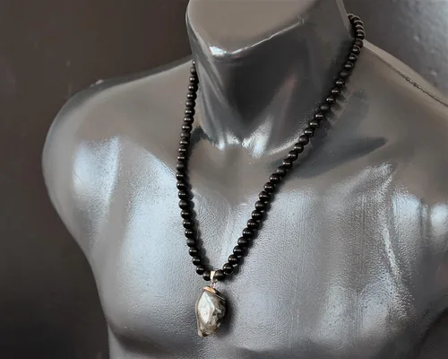 Miniatura 78 de Colgante de turmalina cruda natural, Collar de cuentas de ónix negro genuino, Collar de piedra negra, Collar de piedras preciosas, Cuentas de 0.315