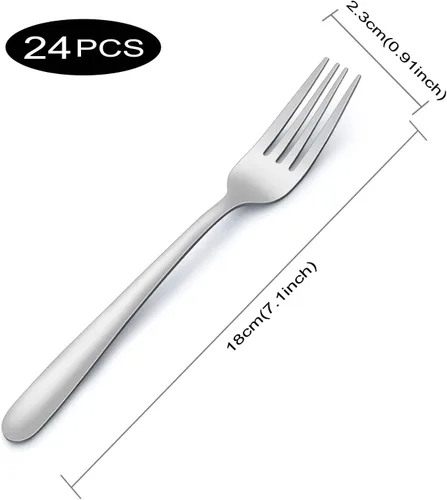 Miniatura 2 de Pleafind 24 tenedores de cena, cubiertos de 7.1 pulgadas, tenedores de cubiertos, tenedores de acero inoxidable, tenedores pulidos con espejo, juego