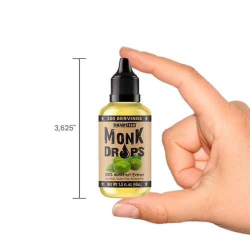 Miniatura 4 de Monk Drops - Edulcorante líquido 100% de fruto del monje, no glucémico, cero calorías, cero azúcar, sin agua añadida, concentrado de fruto del monje