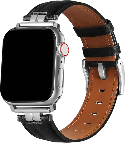 Miniatura 2 de Correa de cuero compatible con correas de Apple Watch para hombres de 38/40/41/42/44/45/46/1.929 in, correa de cuero genuino para iWatch Series 10