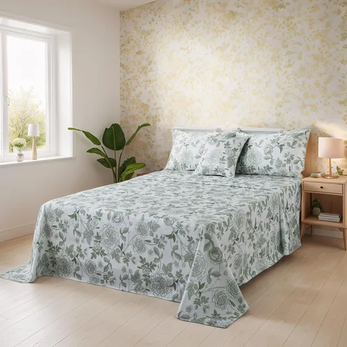 Miniatura 84 de FADFAY Juego de sábanas de rosas blancas, ropa de cama vintage floral de rosas, ropa de cama estilo rústico, 100% algodón egipcio percal, 800 hilos