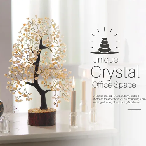 Miniatura 5 de Árbol de cristal de aventurina amarilla, árbol de piedras preciosas, cristales curativos y piedras, decoración de escritorio de árbol de gemas