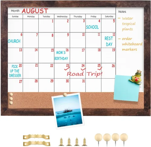 Miniatura 10 de Calendario de borrado en seco para pared, pizarra magnética de borrado en seco de 13 x 17 pulgadas, pizarra de borrado en seco y tablero de Blanco