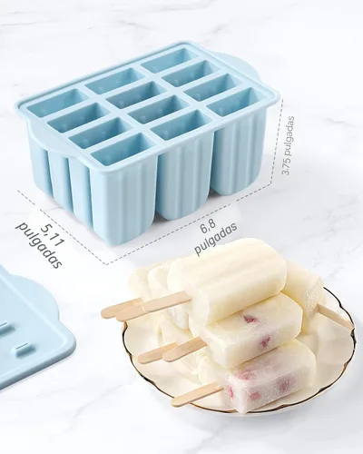 Miniatura 5 de MEETRUE - Moldes para paletas de silicona, 12 piezas, de fácil liberación, sin BPA, moldes para hacer paletas de hielo, hecho en casa, con 50