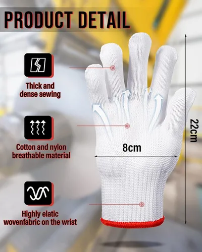 Miniatura 3 de SATINIOR 36 pares de guantes de trabajo de mano, forro de algodón blanco, guantes de seguridad para barbacoa, forro para hombres y mujeres, Borde